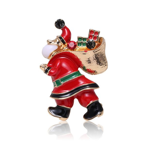 

factory bell santa alloy inlaid diamond hand dripped oil brooch christmas xmas gift