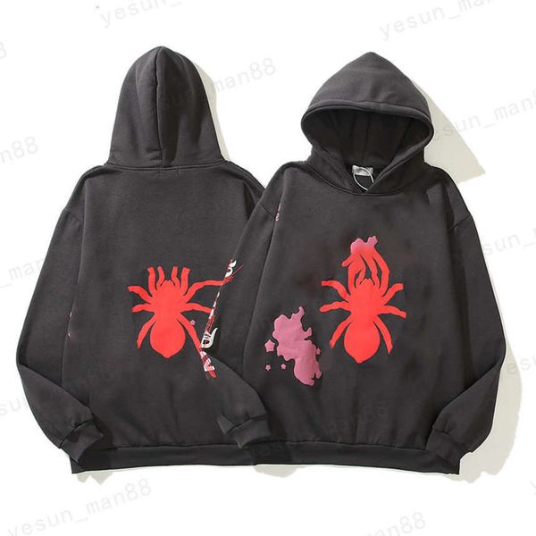 

spider print letter foam stranger things hoodies men and women harajuku oversized hooded losse hip hop katoen sweatshirt, Black