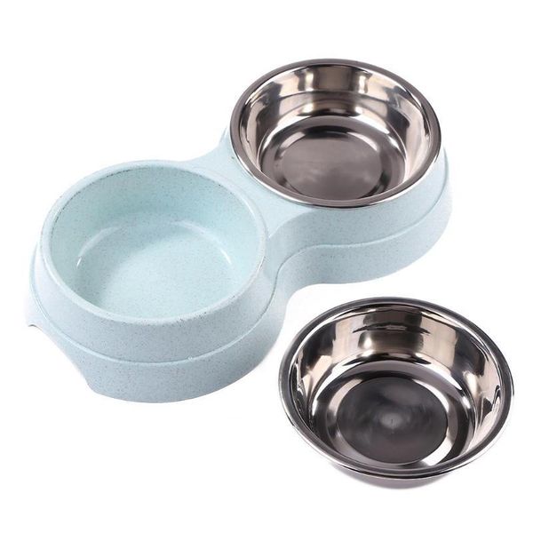 

dog bowls & feeders stainless steel double pet bowl water feeder for puppy cats healthy feeding dishes pets supplies