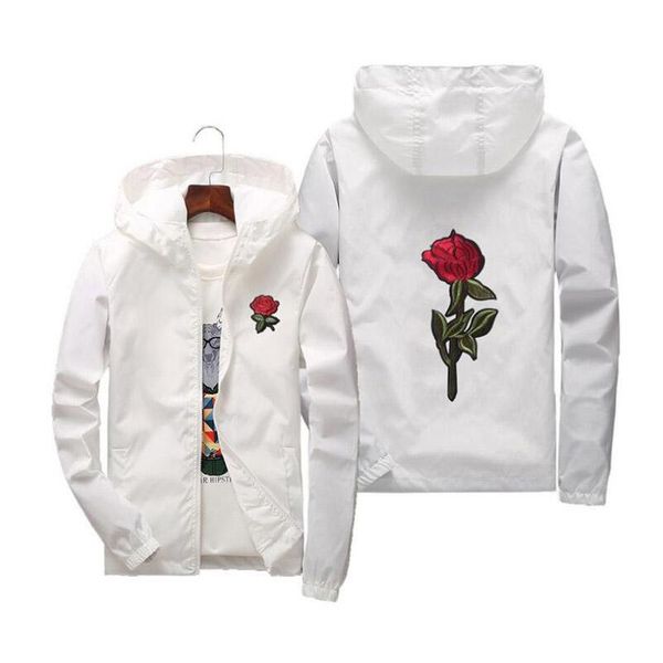 

men's jackets 2021 spring and summer thin jacket men long sleeve zipper windbreaker hip hop rose embroidery coat asia size s-5xl, Black;brown