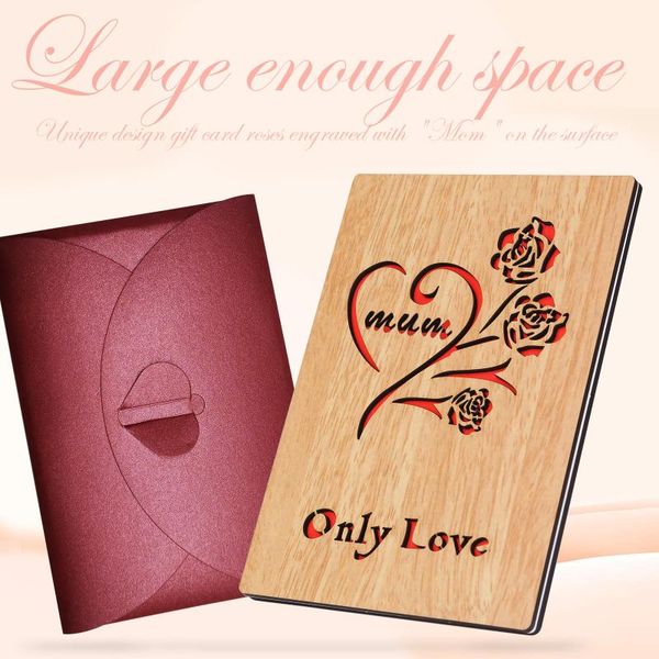 

mothers day greeting card wood mum card with envelope creative unique gift for mom birthday valentine holiday gift