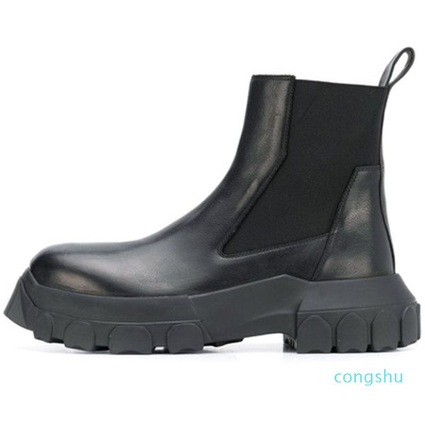 

slip on men boots fashion thick sole ankle boots spring autumn mens platform shoes 11, Black