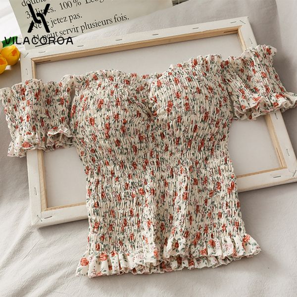 

folds summer vintage floral female t shirt sweet ruffle slash neck women clothes print sknny versatile beach style short c0304, Black;gray