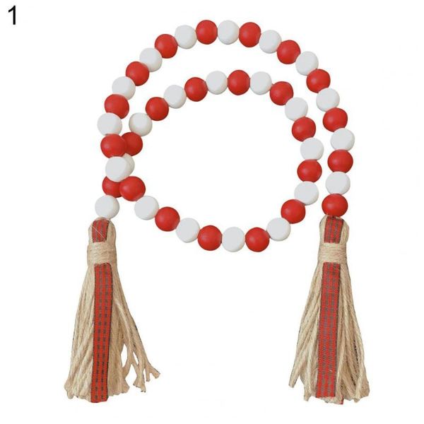 

nordic style wood bead twine tassels farmhouse hanging pendant home ornament