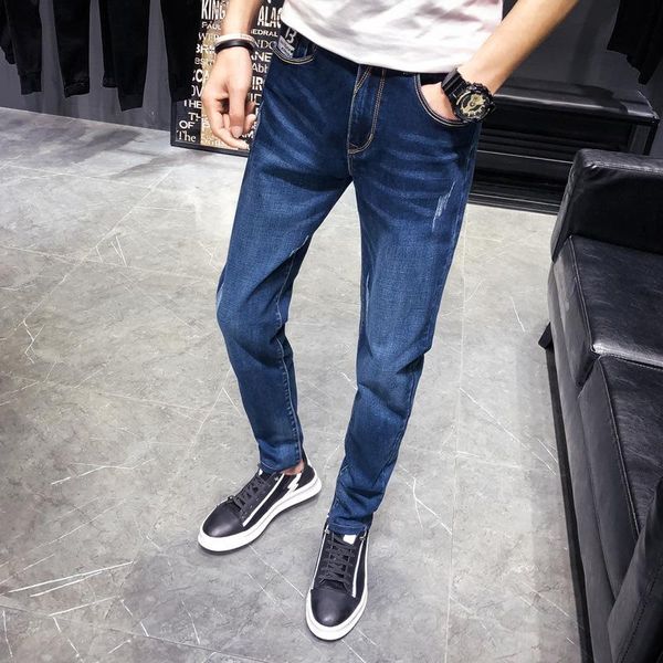 

men's jeans 2021 arrivals men quality casual male denim pants straight slim fit dark blue trousers yong man