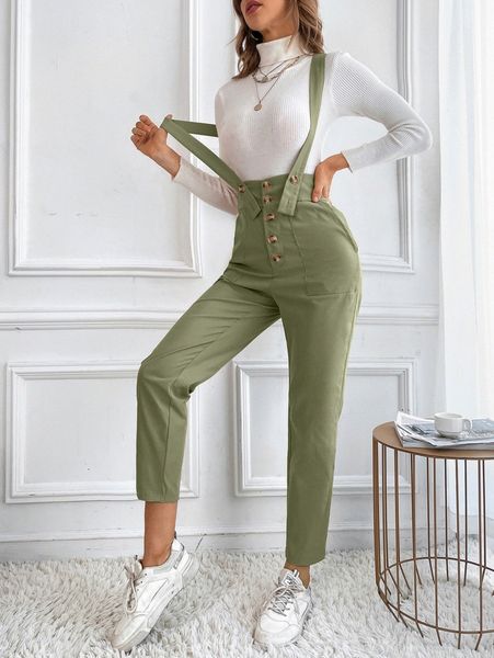 

button fly adjustable overalls without y1j3#, White