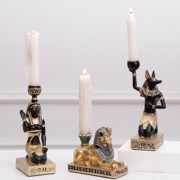 

candle holders anubis egypt candlestick abstract character sculpture holder decor handmade figurines home decoration