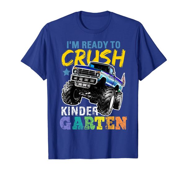 

kindergarten monster truck back to school shirt boys gift, White;black