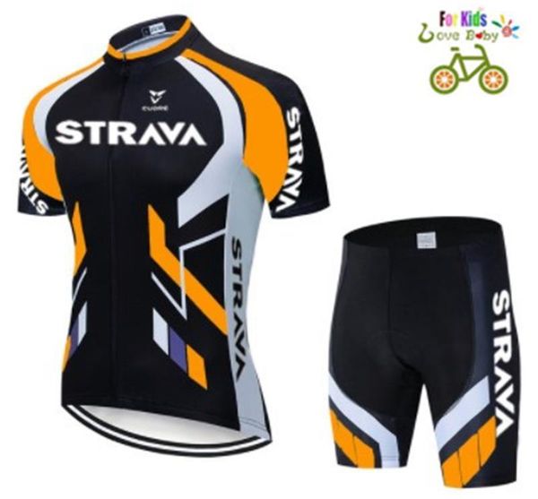 

racing sets 2021 kids cycling jersey set strava clothes summer bike quick dry bicycle suit fluorescence, Black;blue