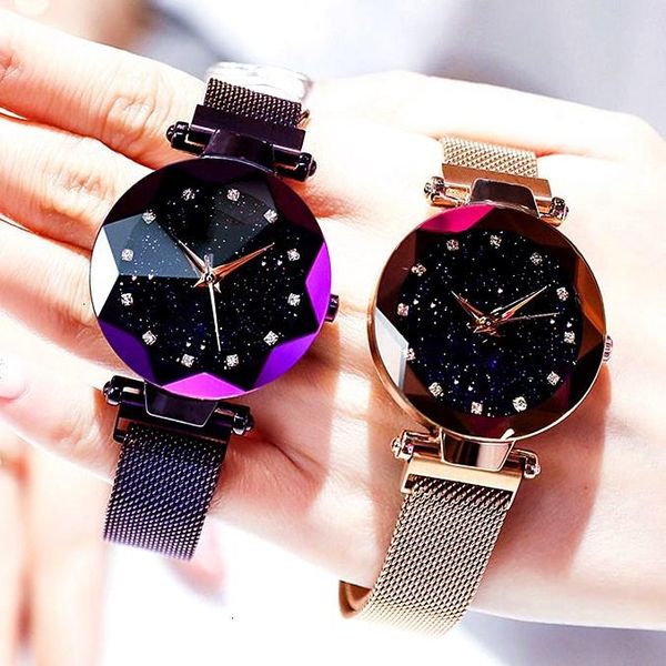

wristwatches 2021 women magnet buckle starry sky big square diamond watch luxury ladies quartz gift clock relogio feminino, Slivery;brown