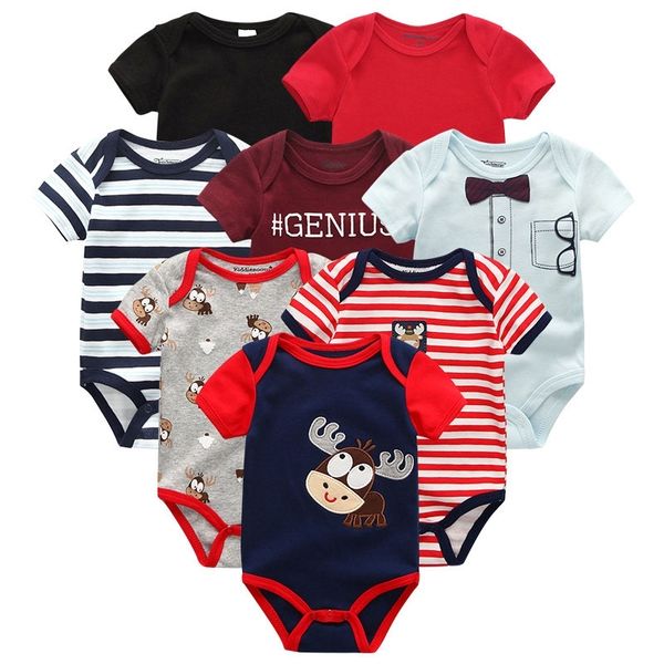 Roupas 8 pçs / lotes Unisex Recém-nascidos Boygirl Macarrões Roupas de Bebes Algodão Infantil Toddler Jumpsuits Baby Roupas 210309