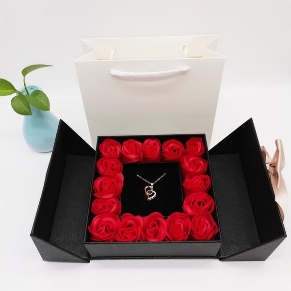 

rose space valentines day gift jewelry box valentine's day 16 roses saop flower mother's girlfriend birthday wedding gifts