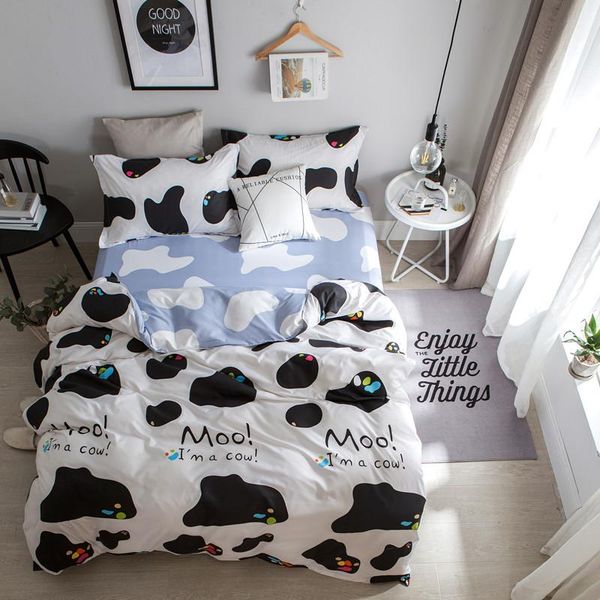 

bedding sets cartoon cow printed bed cover set kids girl boy duvet child sheets and pillowcases comforter 61037