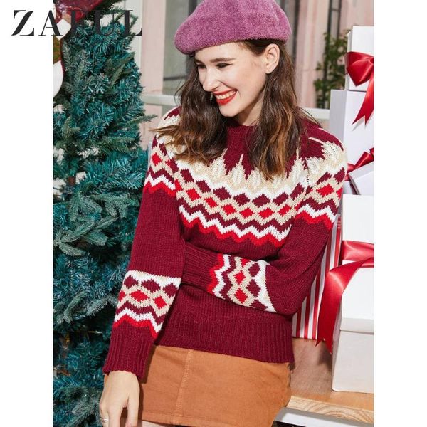 

women's sweaters zaful intarsia knit graphic christmas high neck sweater for women raglan sleeve pullovers elastic daily fashion, White;black