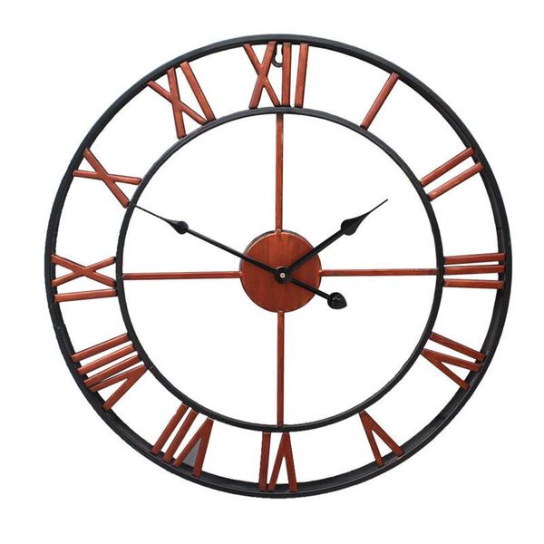 

wall clocks 3d circular retro roman wrought hollow iron vintage large mute decorative decoration for home