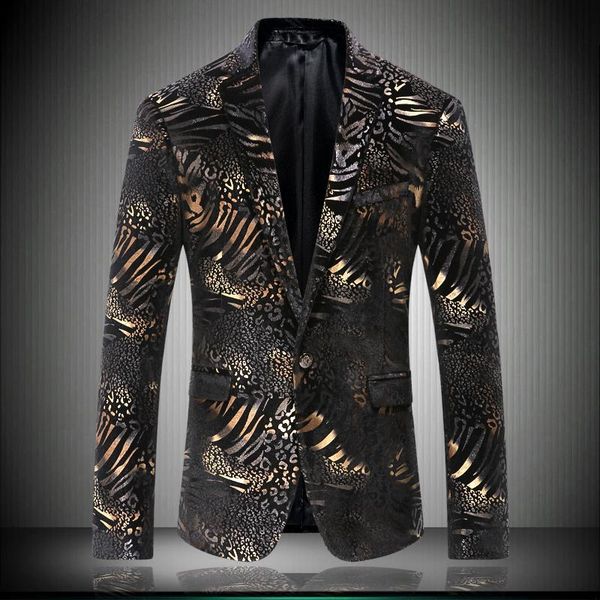 

mens black tiger patterns blazer jacket 2021 casual slim fit suit coat one button us blazer masculino m-3xl 4xl k8653, White;black