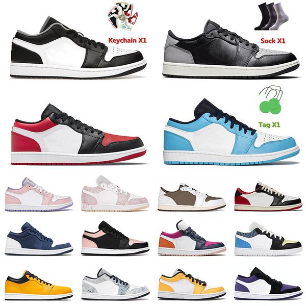 

2022 arrival basketball shoes 1 1s low mens women black white shadow unc bred toe laser orange metallic silver crimson tint trainers jumpman