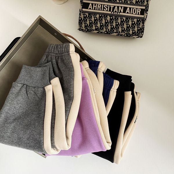 

kids pants spring autumn sport pants elastic waist loose patchwork full length boys pants, Blue