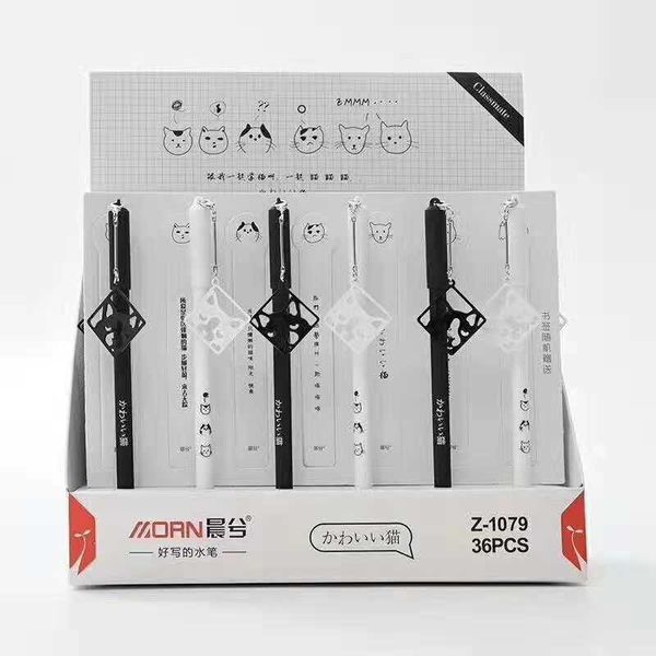 

gel pens 36pcs creative stationery student pen cute cat 0.5mm full needle black ink school supplies office