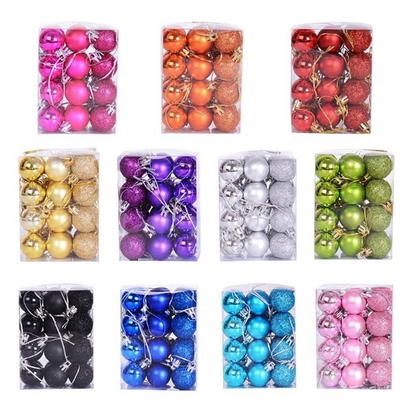 

party decoration 24pcs box christmas balls 3/4cm xmas hanging ball ornament shopping mall ceiling window pendant tree decorations