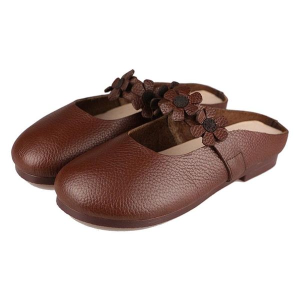 

slippers 816-6 women shoes spring and summer retro art head flower slipper female handmade cozy women's cool, Black