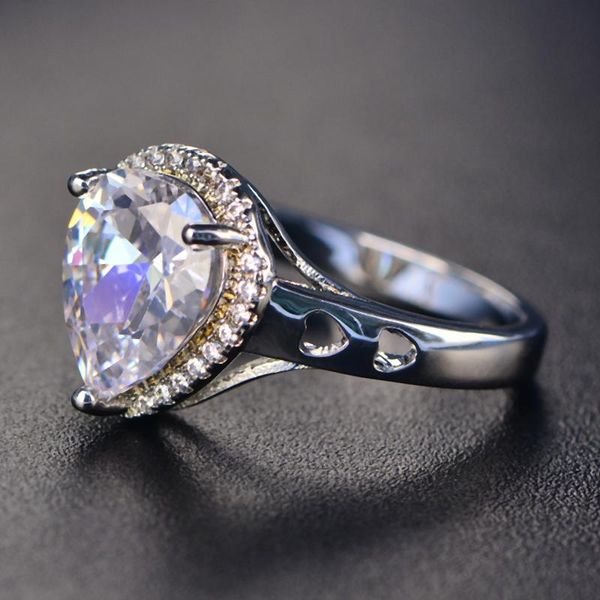 

wedding rings amazing teardrop white cubic zirconia silver color women band ring size 6 7 8 9 herr0043, Slivery;golden