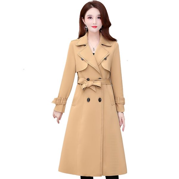 

2021 new autumn jacket on the knee hhigh-end atmosphere medium long winter female coat plus size nzn3, Tan;black