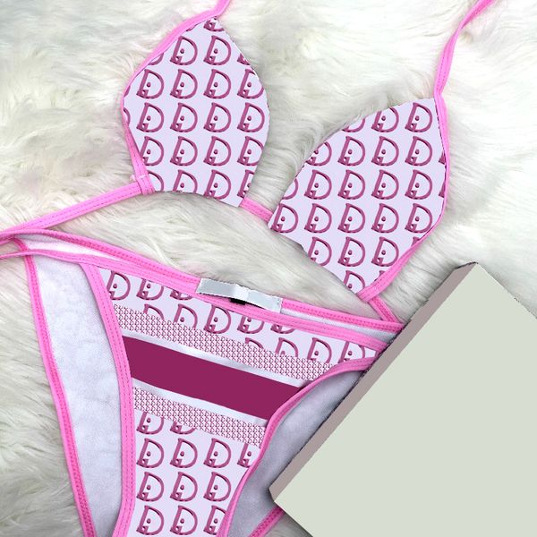 

chic sling biniki set letter printed designer swimsuit swimwear with tags summer women beach swimming wear, White;black