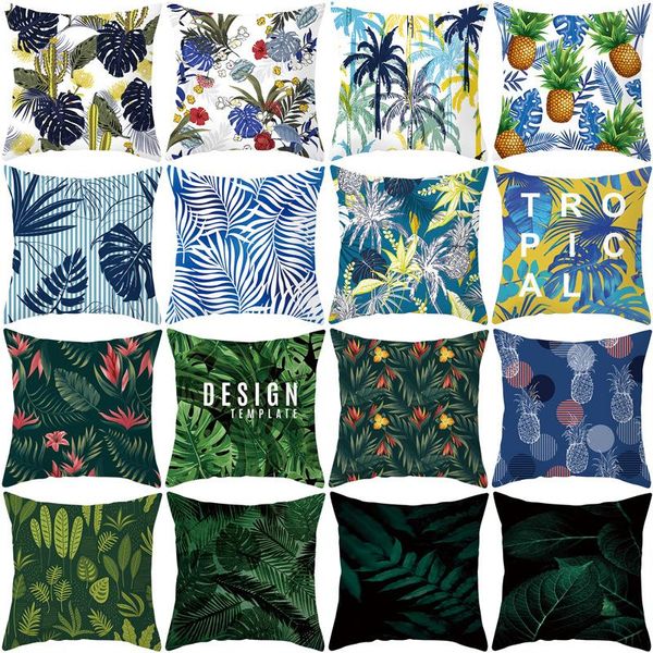 

cushion/decorative pillow 2021 dark green plant printing super sofa square manufacturers wholesale csaes living room decoration cushion cove