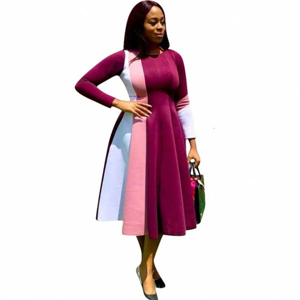 

2021 clothing new office lady plus size print full sleeve ladies midi dress african dresses for women 6q4m, Red