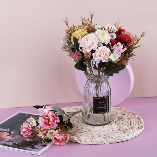

decorative flowers & wreaths peony diy party decoration retro silk artificial flower small rose wedding fake holiday supplies home bouquet