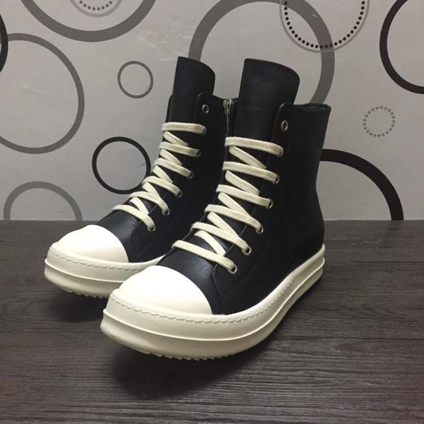 

comfortable couple men's and women's hip hop shoes trendy high sneakers genuine leather platform boots black male footwear