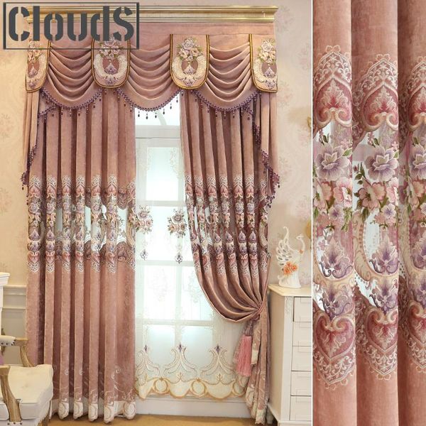 

curtain & drapes 2021 european-style two-color cashmere chenille curtains finished custom blackout for living dining room bedroom