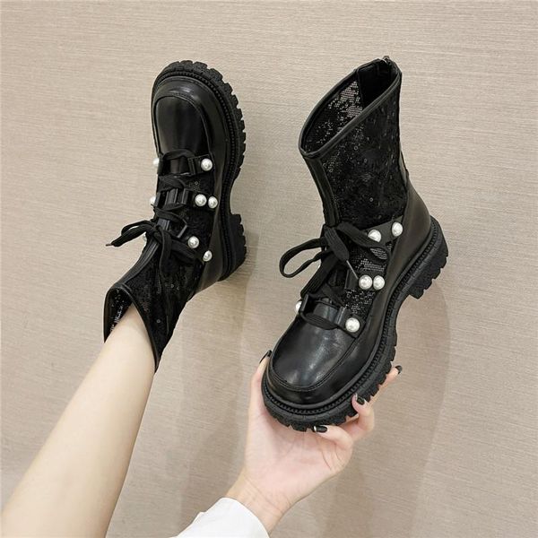 

boots 2021 women's rock wind ankle mesh spring and autumn fashion shoes iovely recreational, Black