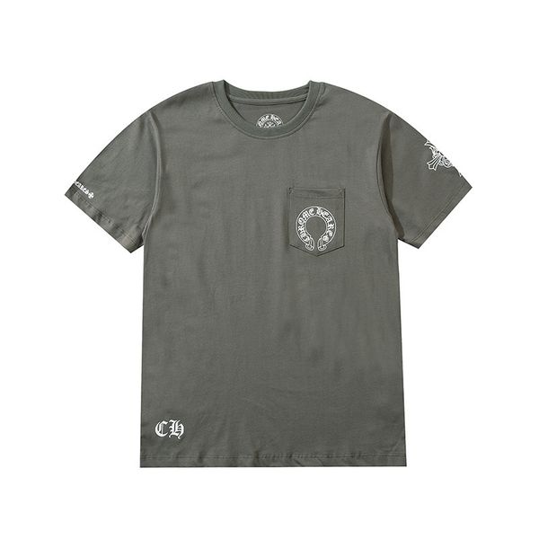 

crosin chao brand ch cross horseshoe sanskrit loose print short men and women half sleeve t-shirt for lovers, White