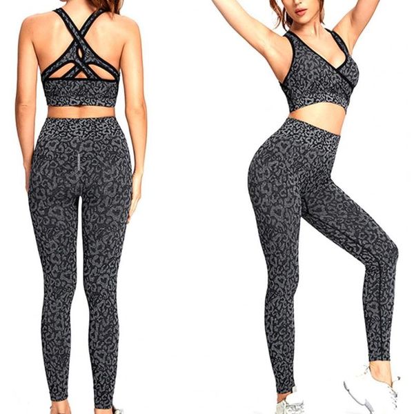

yoga outfit 2pcs outfits women set seamless sleeveless crop high waist fitness leggings two piece sports suit sportwear