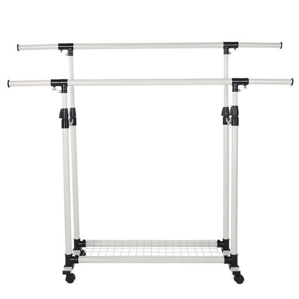 

hangers & racks laundry stand adjustable collapsible rolling double rails garment clothes coat rack dryer hanger drying