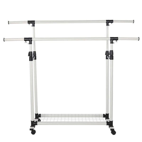 

hangers & racks laundry stand adjustable collapsible rolling double rails garment clothes coat rack dryer hanger drying