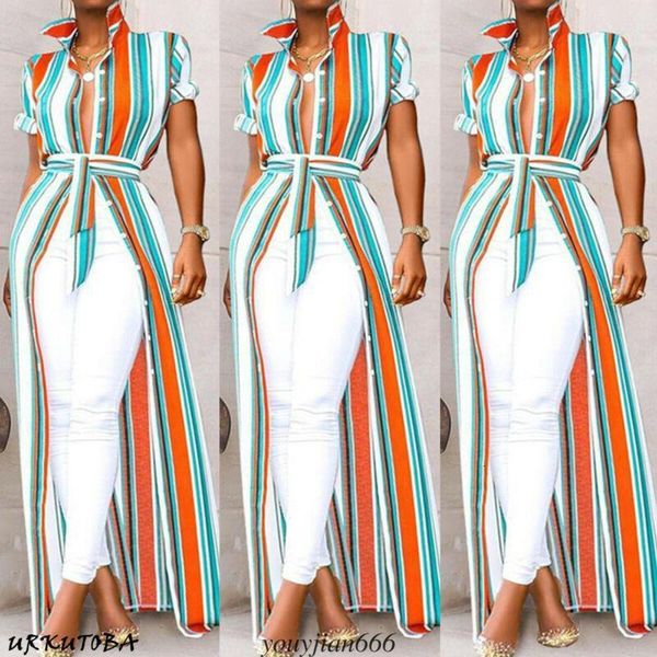 

boho stylish blouse womens summer vacation striped maxi dress v neck long shirt beach kaftan caidigan polyester beach wear, White