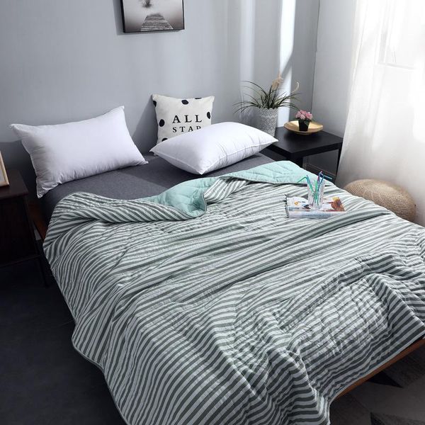 

comforters & sets summer thin quilts twin queen king size stripe plaid quilt for adults air-conditioned comforter bedspread colcha bed