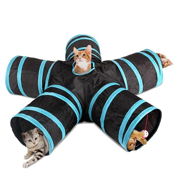 

cat toys 5 holes foldable pet tunnel indoor outdoor puppy training toy for small dogs animal play tube