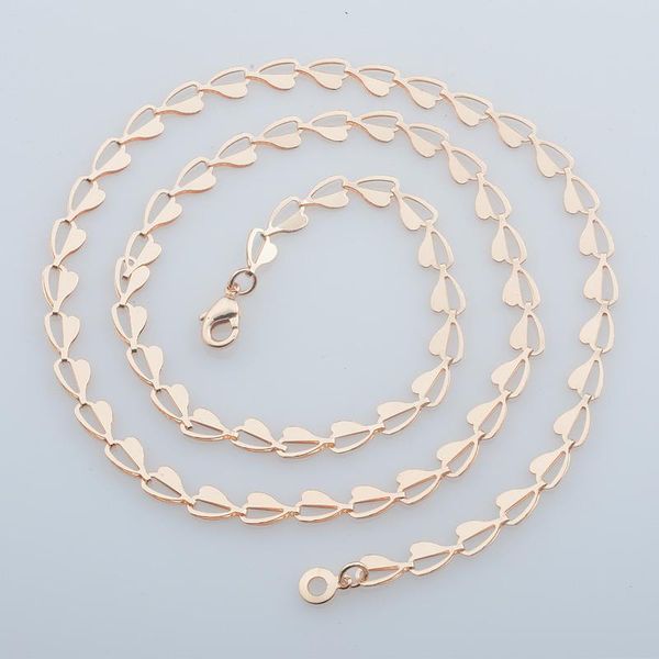 

chains 6mm women girls 585 rose gold color half heart necklace 45cm-60cm, Silver