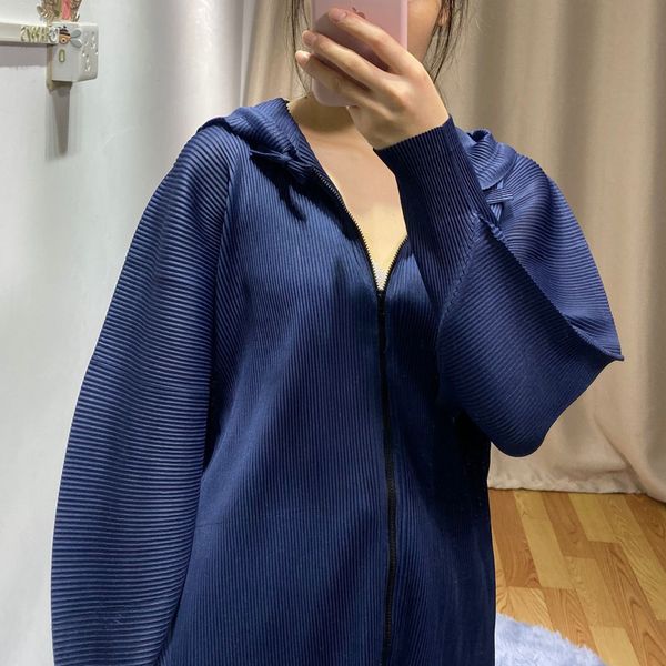 

spring new with male female hoodie miyak fold elegant size big thin color long wild jacket 9 nfha, Black;brown