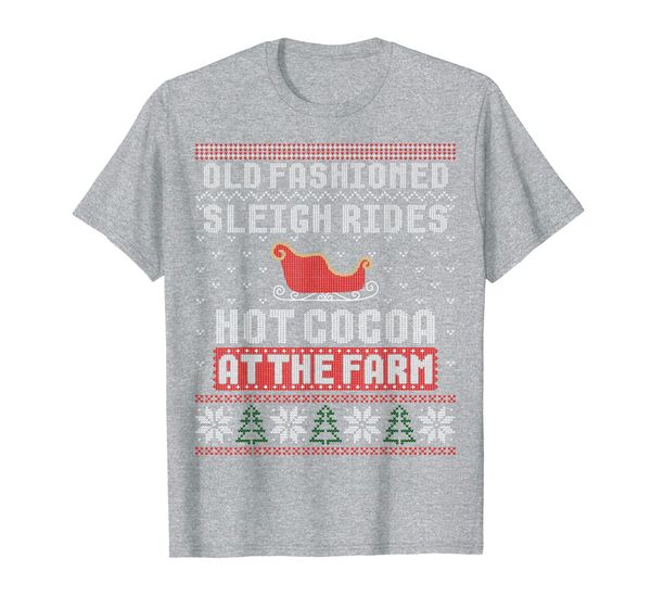 

old sleigh rides and cocoa at the farm ugly sweater t-shirt, White;black
