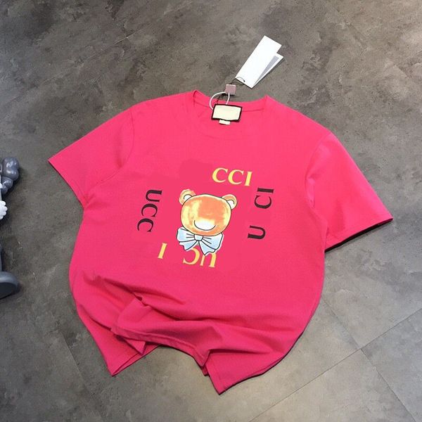 

21 spring and summer new fashion gujia square bear printing lovely age reducing white couple short sleeves