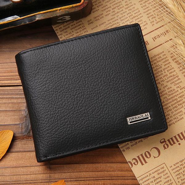 

selling leather fashion men's wallet short men's wallet coin purse european and american style men money purse, Red;black