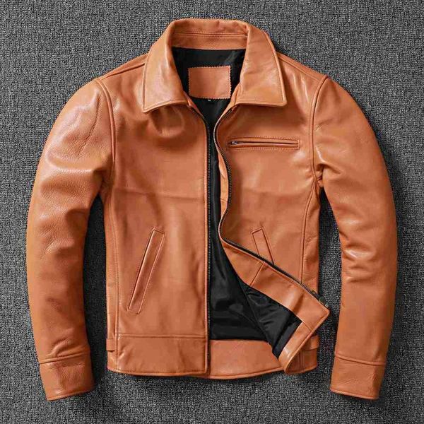 

men's leather & faux vintage winter layer cowhide jacket plus size slim trend coat, Black