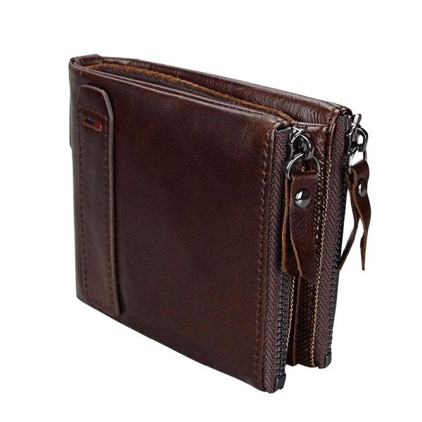 

wallets crazy horse real leather men vintage genuine wallet for cowboy with double zipper purse male, Red;black