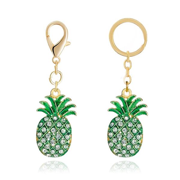 

keychains cross-border explosion models creative zinc alloy oil drop fruit pineapple key ring pendant portable bag pen accessories, Silver