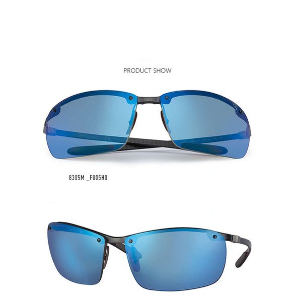 Hochwertige, halbrandlose, polarisierte Sonnenbrille aus Kohlefaser für Herren, ultraleichtes Material, 64 mm Größe, Sonnenbrille für Herren, für Männer, die Gafas de Sol Homme fahren